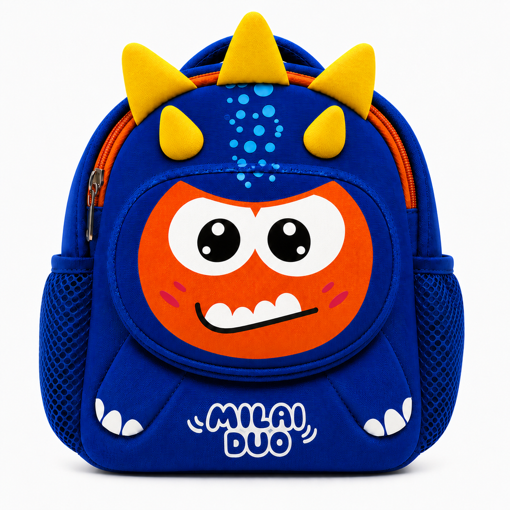 Sac à Dos Enfant Dinosaure Milai Duo - Bleu Roi & Orange – Léger et Compact pour la Maternelle