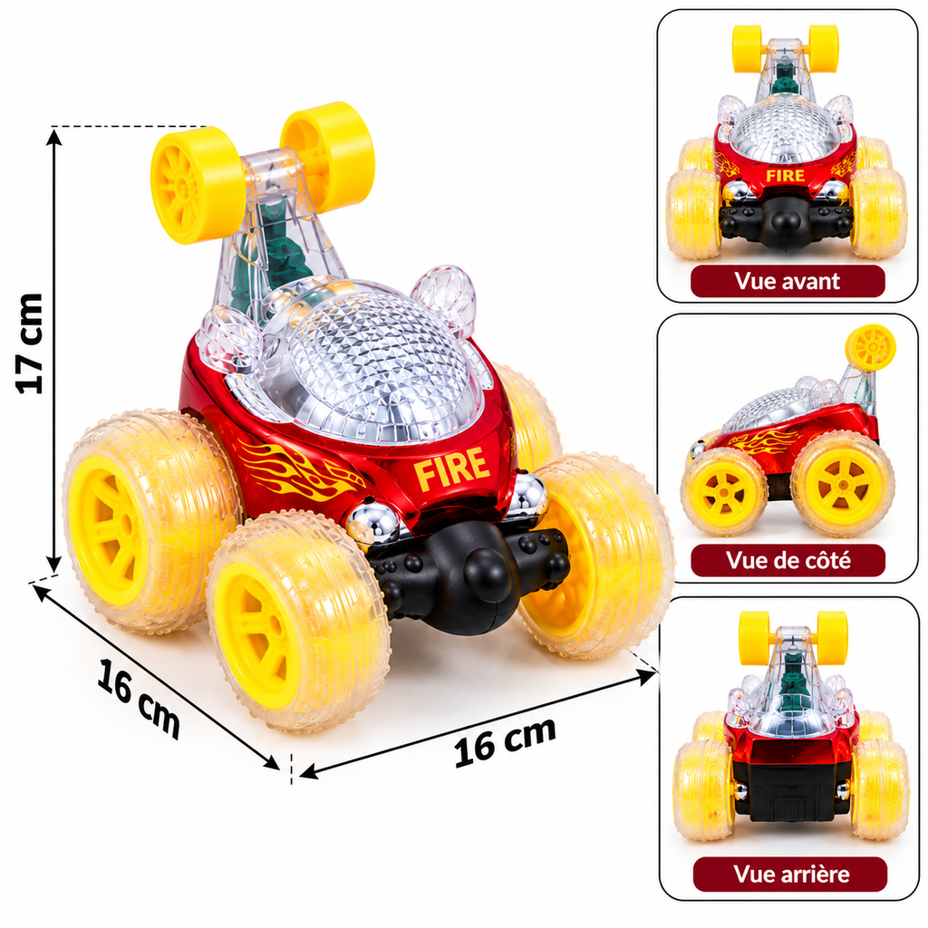 Voiture Acrobatique Télécommandée Stunt Cars No.102 – Rotation 360° – Lumières & Musique – Rechargeable
