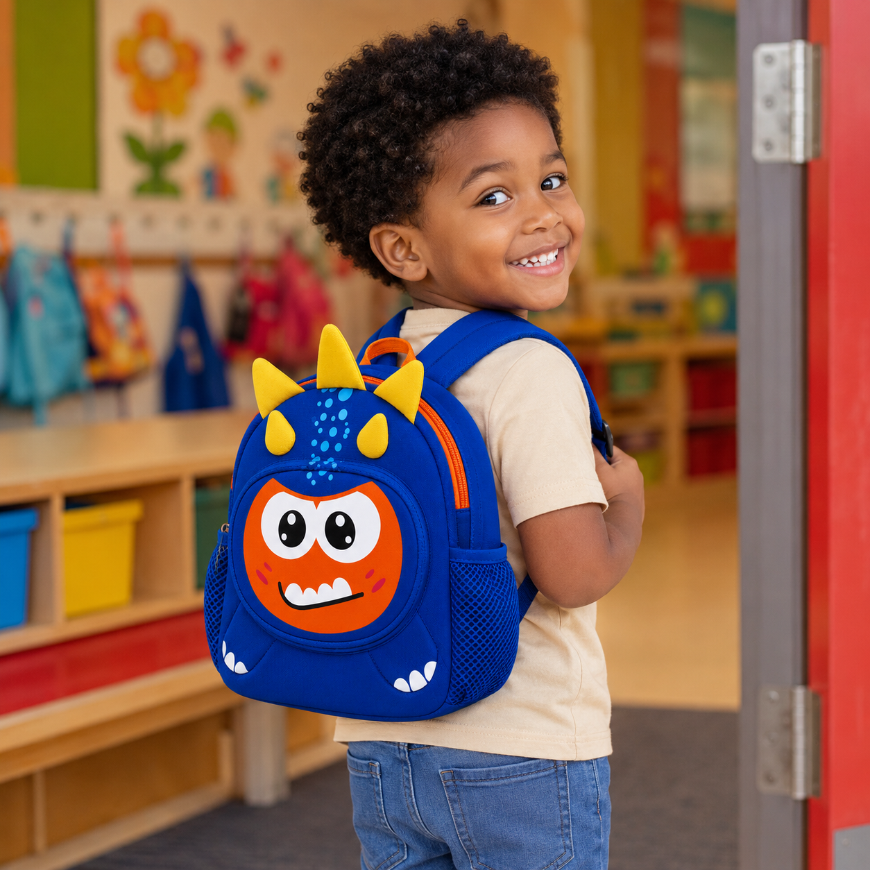 Sac à Dos Enfant Dinosaure Milai Duo - Bleu Roi & Orange – Léger et Compact pour la Maternelle