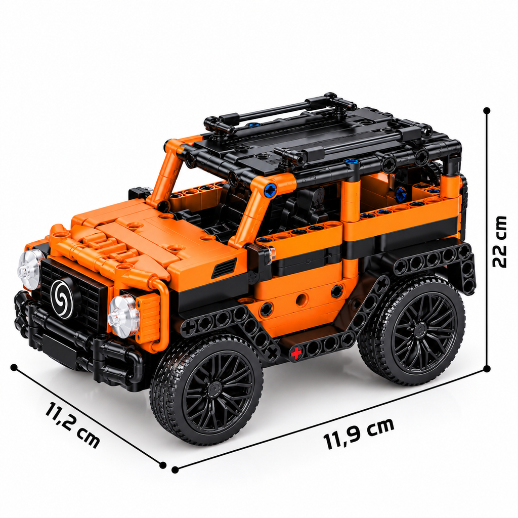 4x4 à Construire en Briques 12 x 11 x 22 cm – Véhicule Tout-Terrain Orange & Noir – 15 Ans+