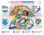 iBaby Transat Bébé Évolutif 2 en 1 avec Musique & Vibrations – Rose ou Bleu