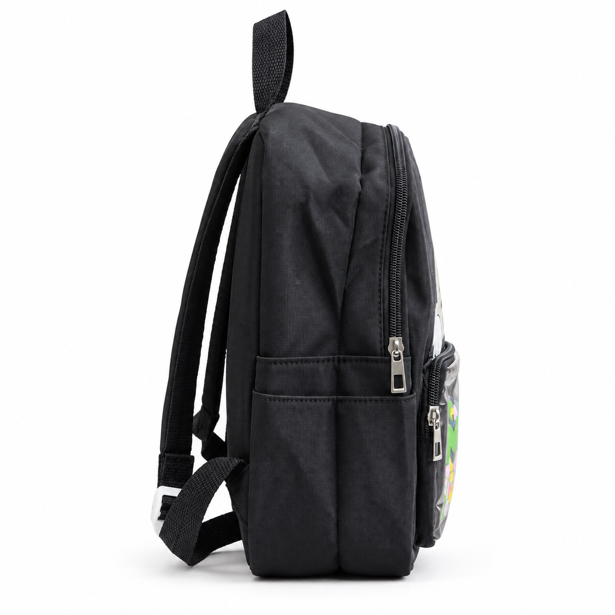 Sac à Dos Maternelle Mickey Noir avec Poche Transparente – 35 × 25 × 12 cm