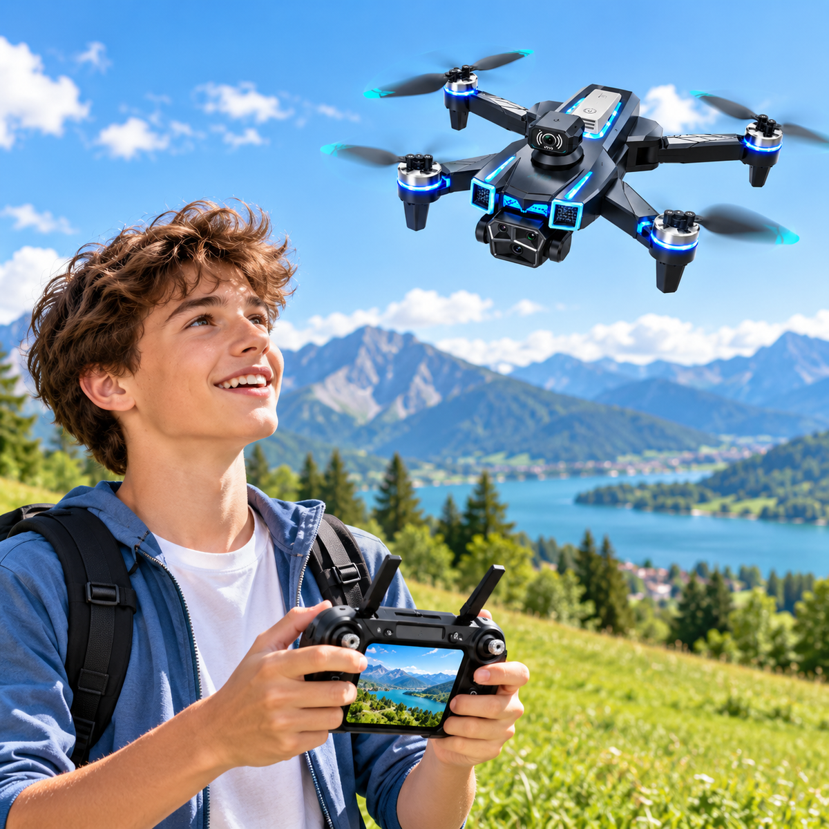 Drone A19 Pro Pliable – Caméra HD – Évitement d’Obstacles – Télécommande avec Écran