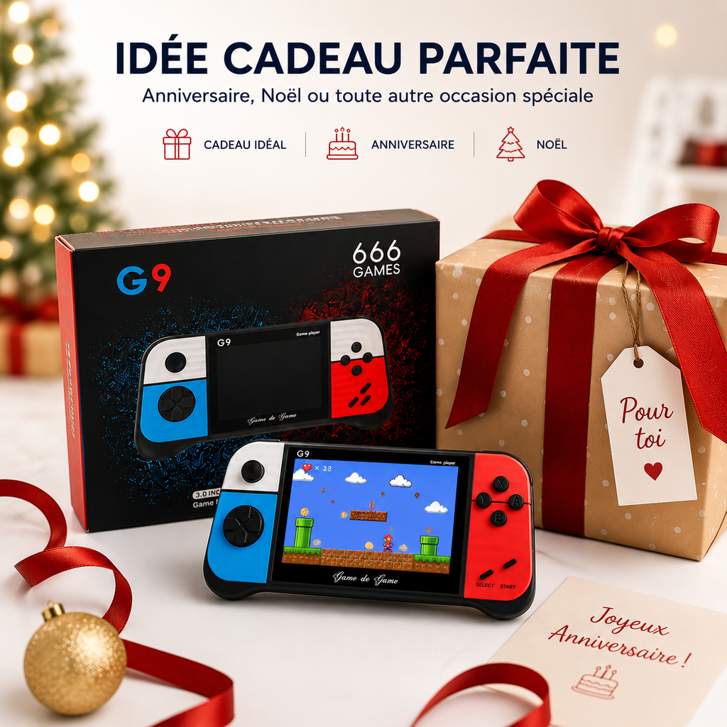 Console Portable G9 650+ Jeux Intégrés – Écran HD 3 Pouces – Rechargeable – Sortie TV