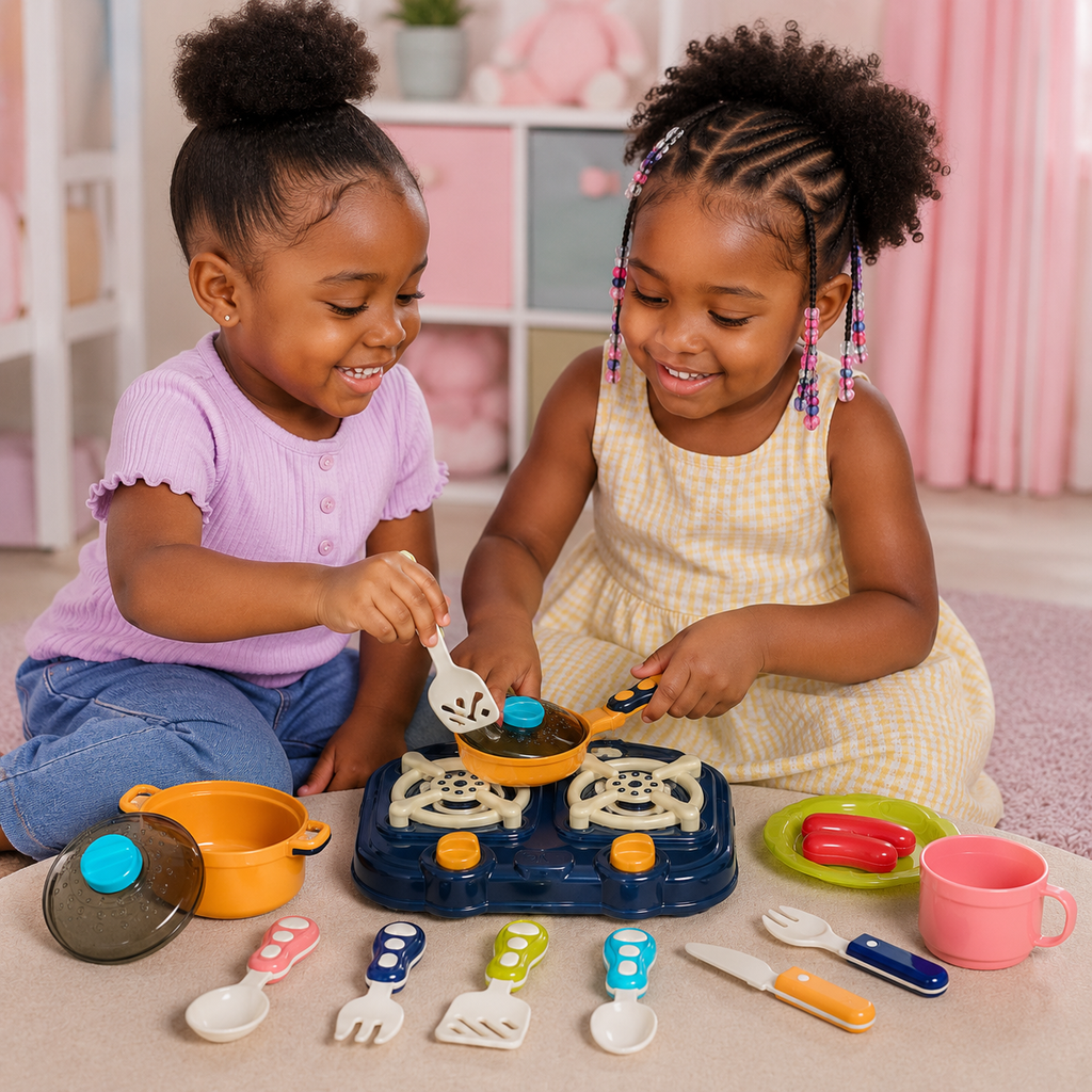 Kit de Cuisine Enfant 17 Pièces avec Réchaud, Casseroles et Ustensiles – Dès 3 Ans