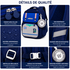 Sac à Dos Scolaire Enfant Wldkids Bleu - Classes de CE & CM – Grande Capacité avec Trousse Ronde Amovible
