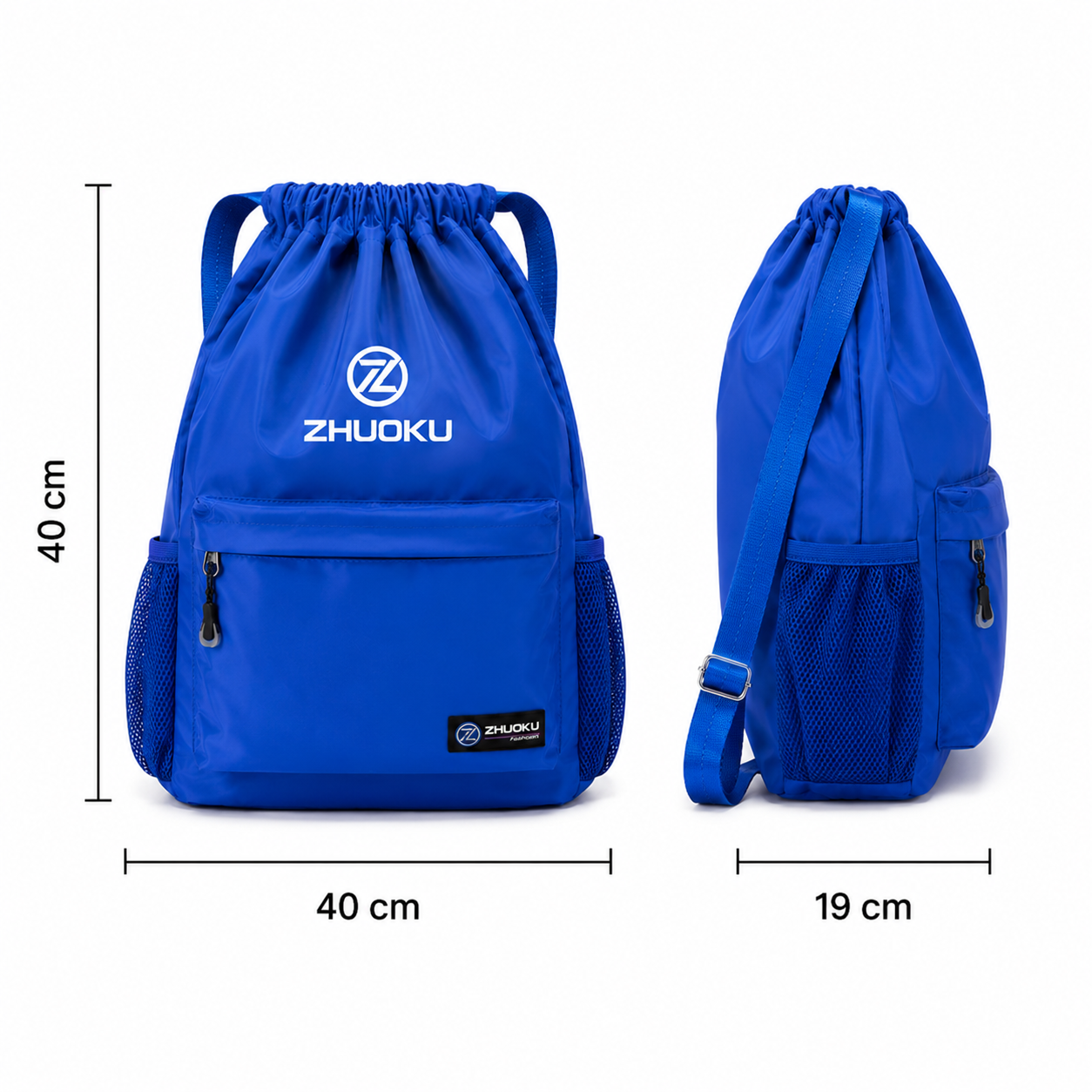 ZHUOKU Sac à dos à cordon Bleu Roi - 40 cm – Léger, Spacieux et Polyvalent