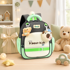 Sac à Dos Maternelle P.Bear Kids Gris, Beige et Vert – Enfant 2 à 5 Ans