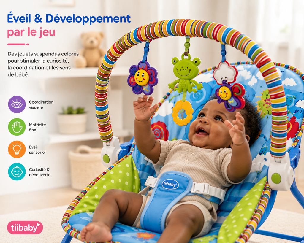 iBaby Transat Bébé Évolutif 2 en 1 avec Musique & Vibrations – Rose ou Bleu