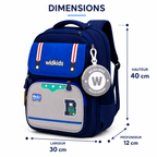 Sac à Dos Scolaire Enfant Wldkids Bleu - Classes de CE & CM – Grande Capacité avec Trousse Ronde Amovible