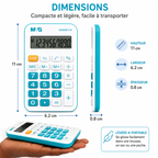 M&G Calculatrice de poche Blanche et Turquoise – Écran LCD et Touches Souples