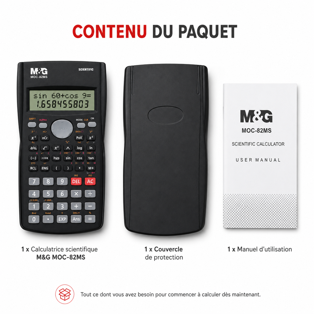 Calculatrice Scientifique M&G MOC-82MS – 240 Fonctions et Écran 2 Lignes