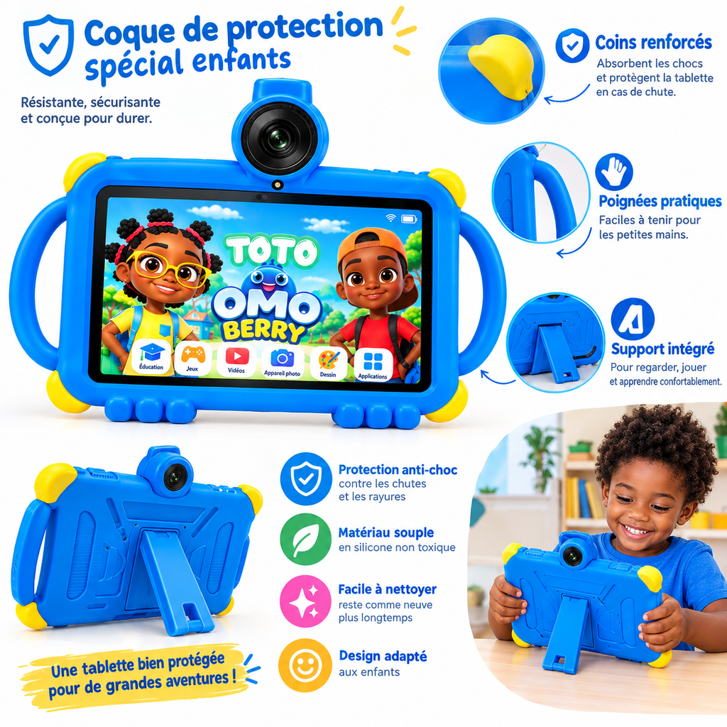 Tablette Enfant BéBé-TAB TOTO 7" – Android – 6 Go + 256 Go – 5G Dual SIM
