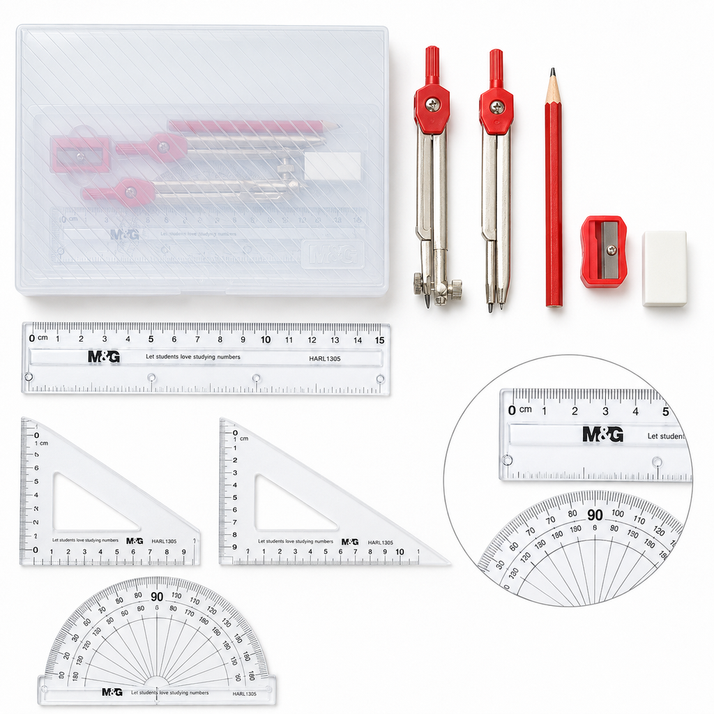 M&G Coffret de Géométrie HARL1305 – Compas, Règles et Accessoires