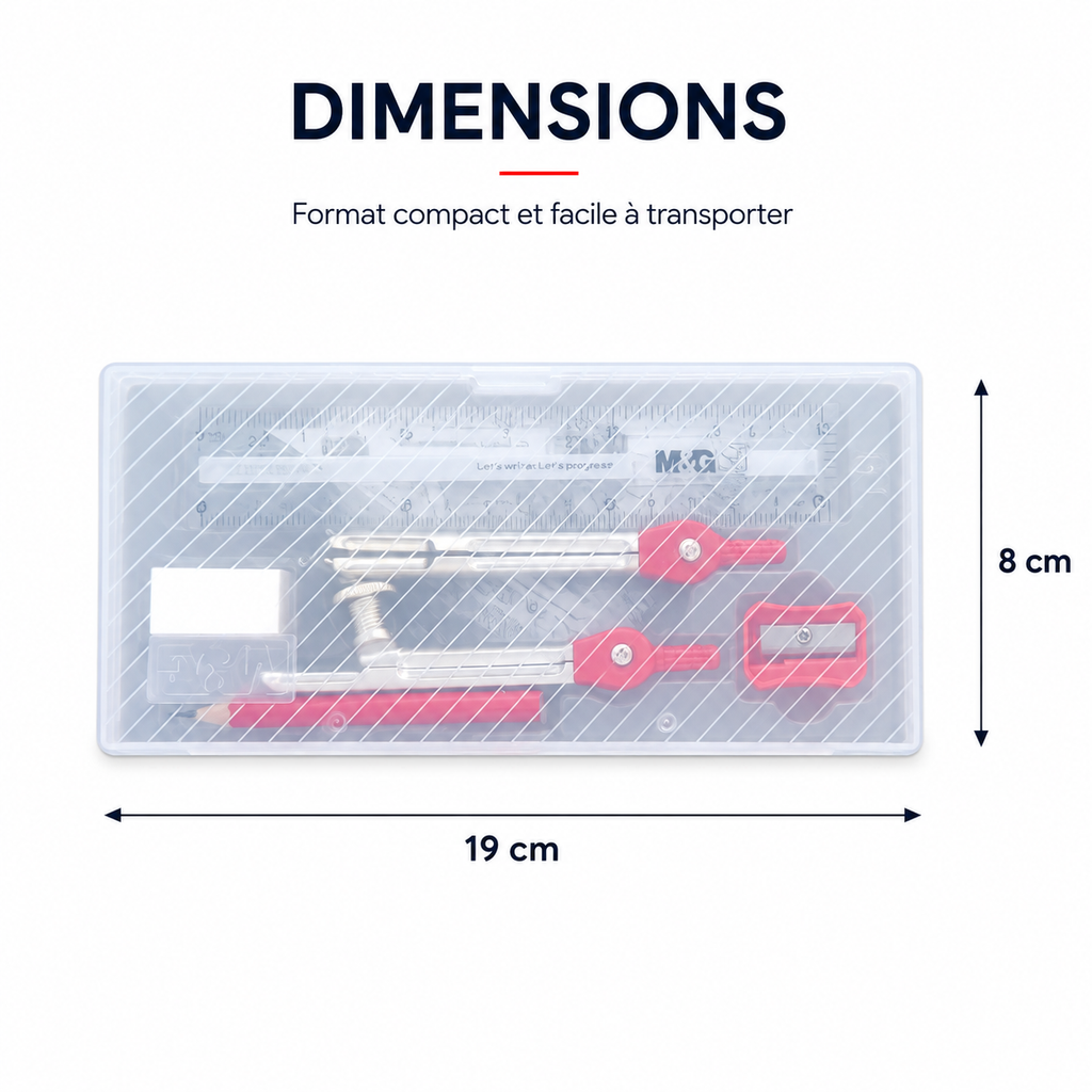 M&G Coffret de Géométrie HARL1305 – Compas, Règles et Accessoires