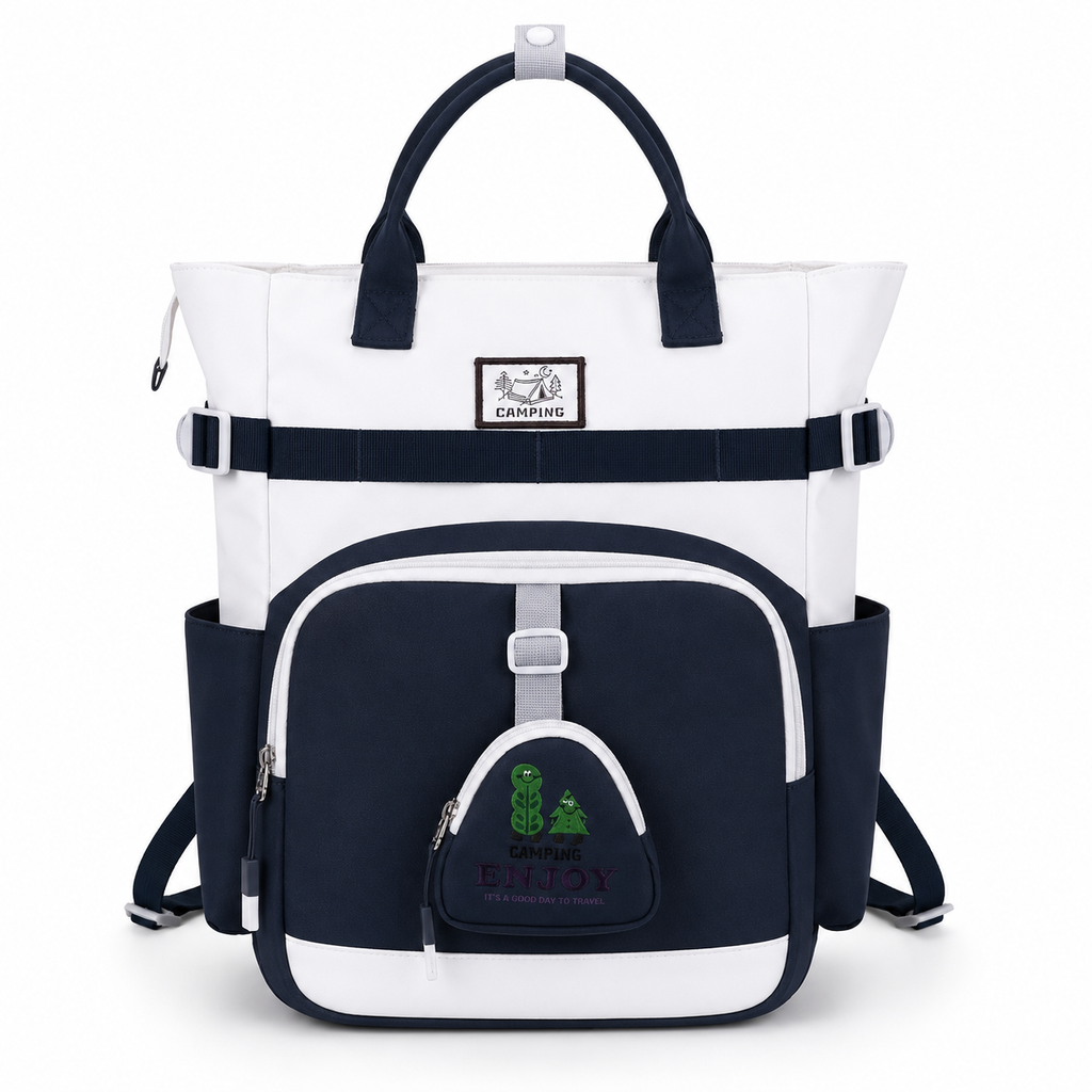Sac à Dos Scolaire Fille Style Coréen - Bleu Blanc – Collège et Lycée
