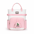 Sac à Dos Scolaire Fille Style Coréen en Toile - Rose et Blanc- Collège & Lycées