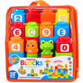 Sac de Blocs de Construction Enfant – 28 Pièces – Chiffres, Lettres & Figurines – 3 Ans+
