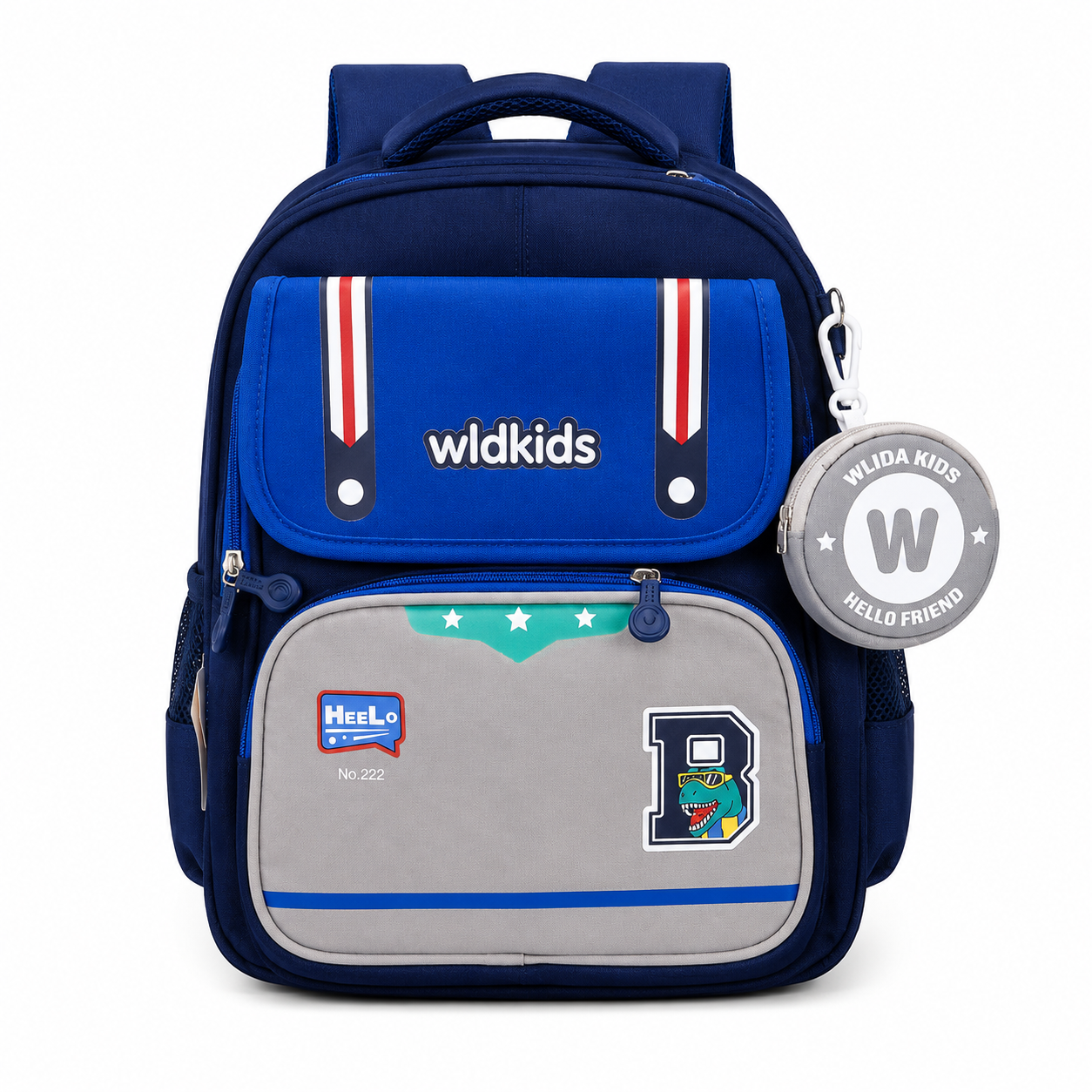 Sac à Dos Scolaire Enfant Wldkids Bleu - Classes de CE & CM – Grande Capacité avec Trousse Ronde Amovible