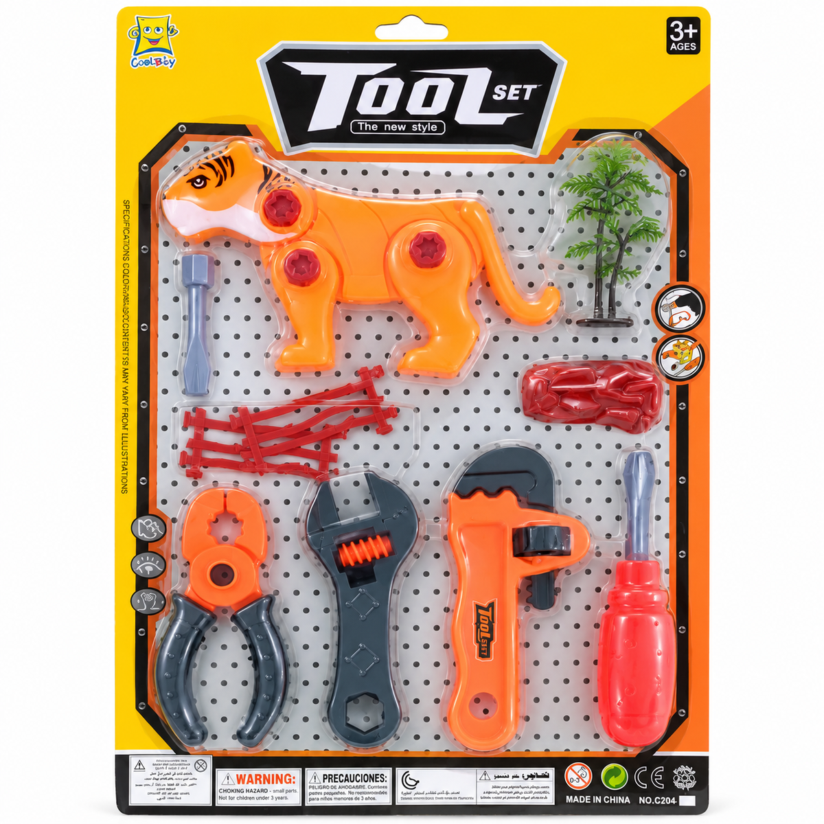 Set d’Outils Enfant avec Tigre Démontable – Jeu de Bricolage – 3 Ans+
