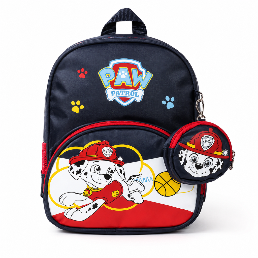 Sac à dos enfant Paw Patrol Marshall bleu marine avec petite trousse assortie