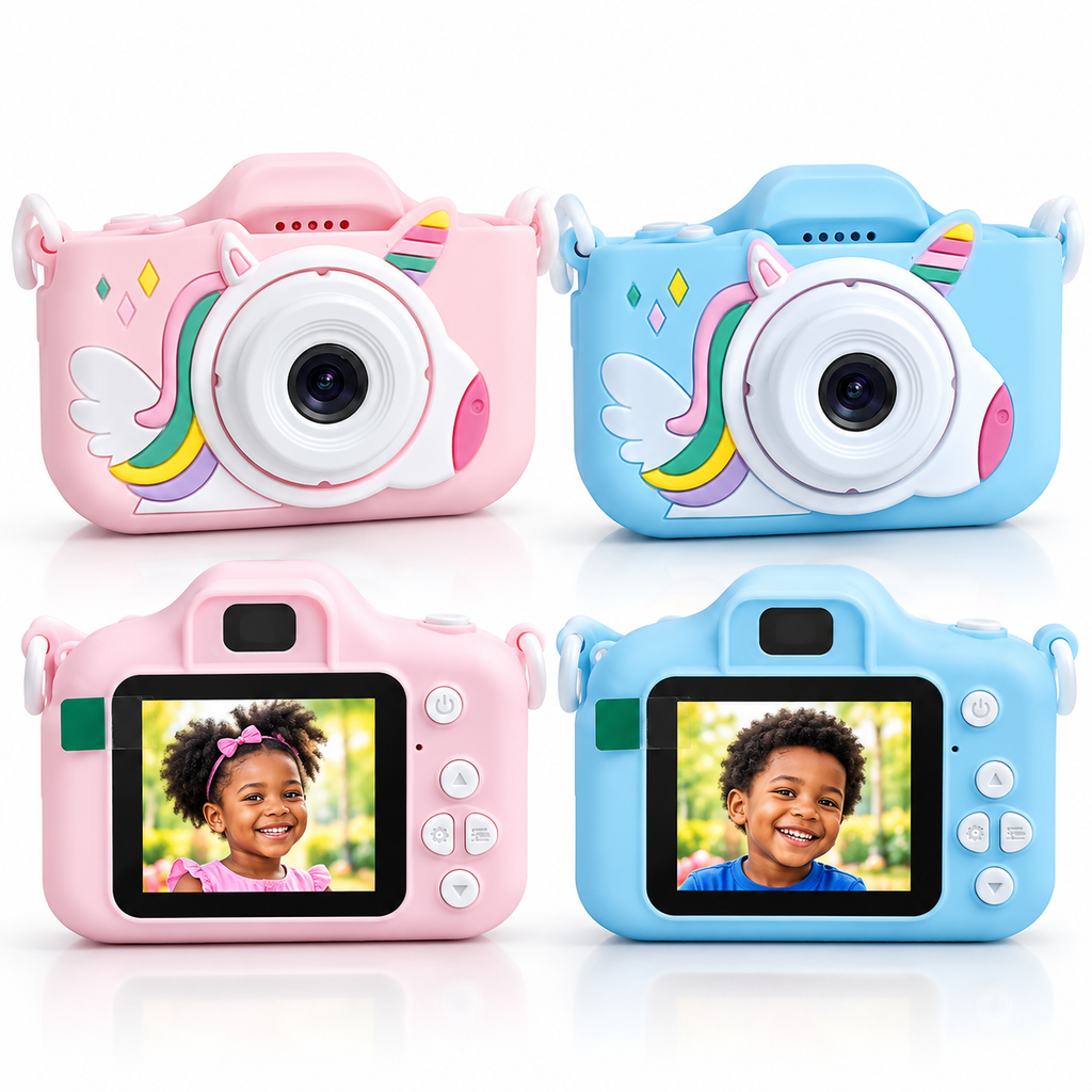 Appareil Photo Numérique Enfant Licorne avec Écran 2" – Photo, Vidéo & Jeux – Rose ou Bleu