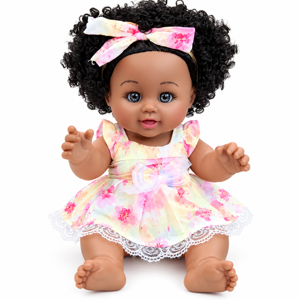 Poupée Bébé Fille 30 cm Parlante – Robe Fleurie & Cheveux Bouclés