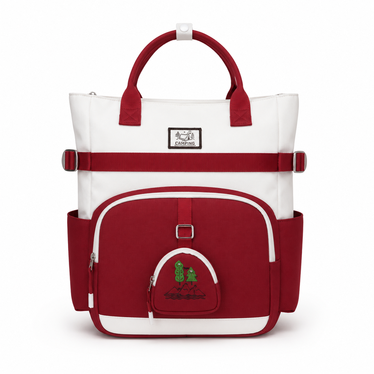 Sac à Dos Scolaire Fille Style Coréen en Toile - Rouge et Blanc – Collège & Lycée