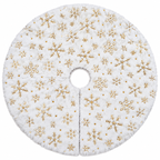 Jupe de Sapin de Noël Blanche 60 cm – Effet Fourrure & Flocons Dorés
