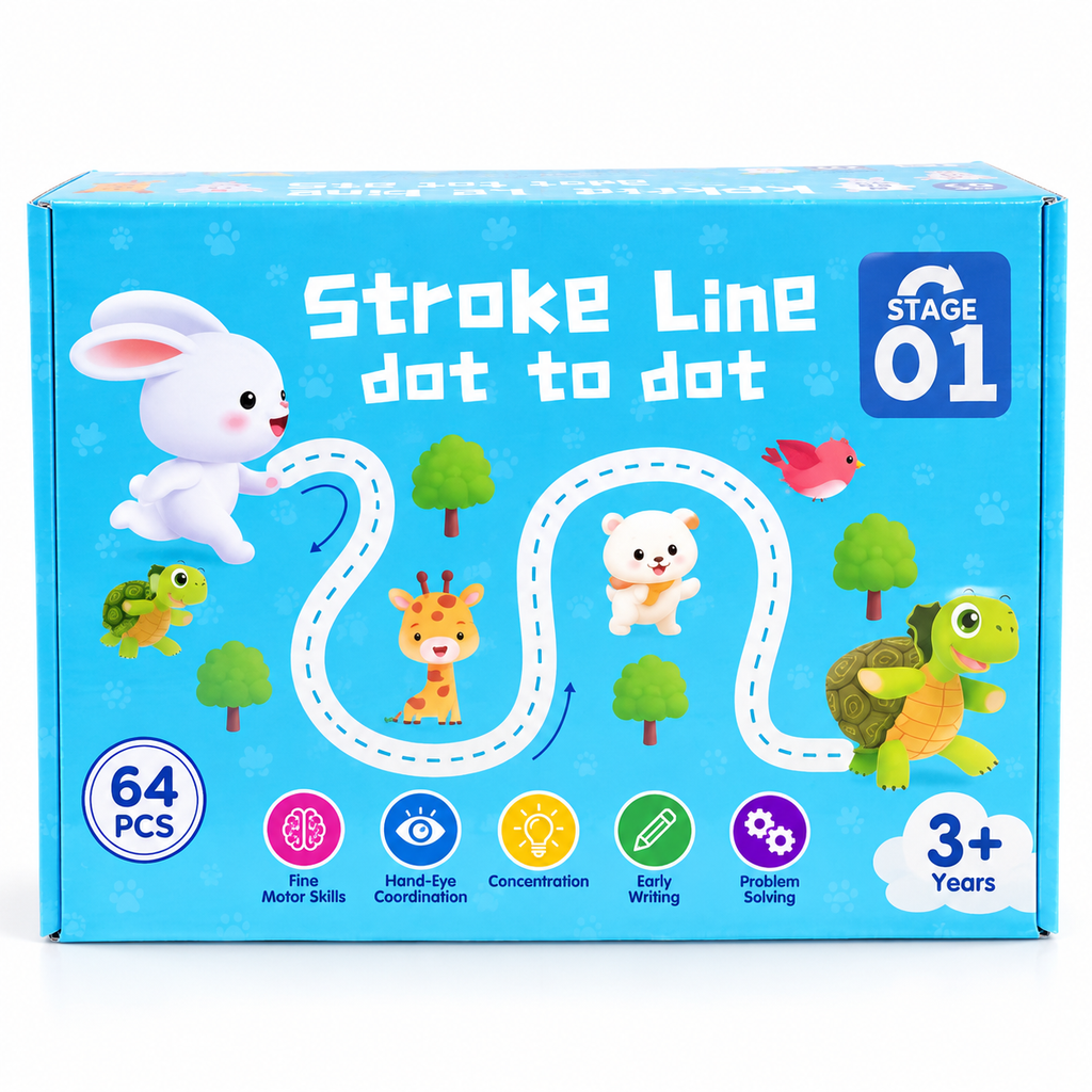 Coffret Éducatif Stroke Line Dot-to-Dot – 64 Activités de Tracé dès 3 Ans
