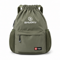 Sac à dos à cordon vert kaki 40 x 40 x 19 cm avec poche avant zippée et poches latérales – Kidoo