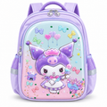Sac à Dos Fille Kuromi Lilas 3D à Paillettes Mobiles - Classes de CE & CM – 38 × 30 × 17 cm