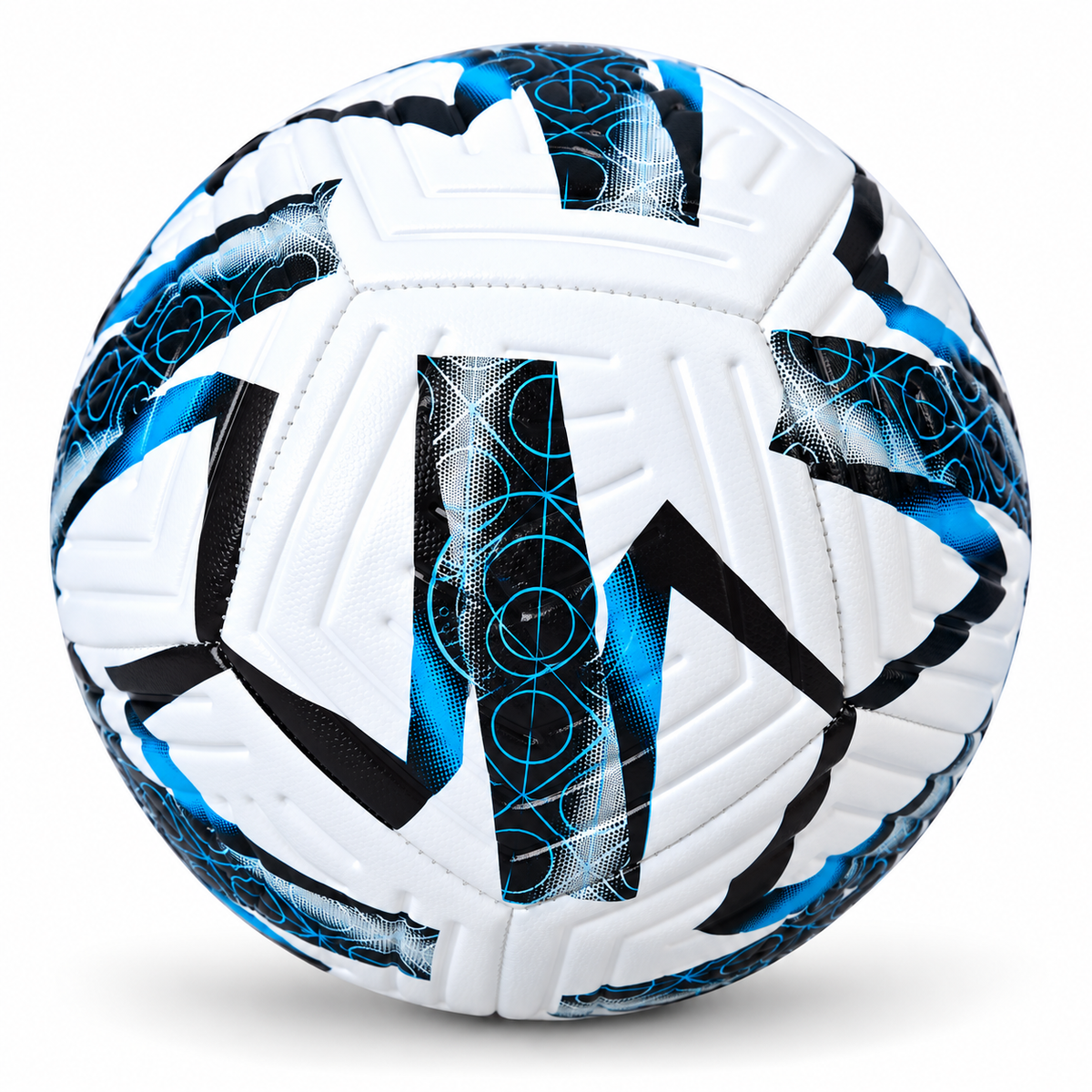 Ballon de Football Junior – 18 cm – Blanc, Noir & Bleu – 6 à 9 Ans