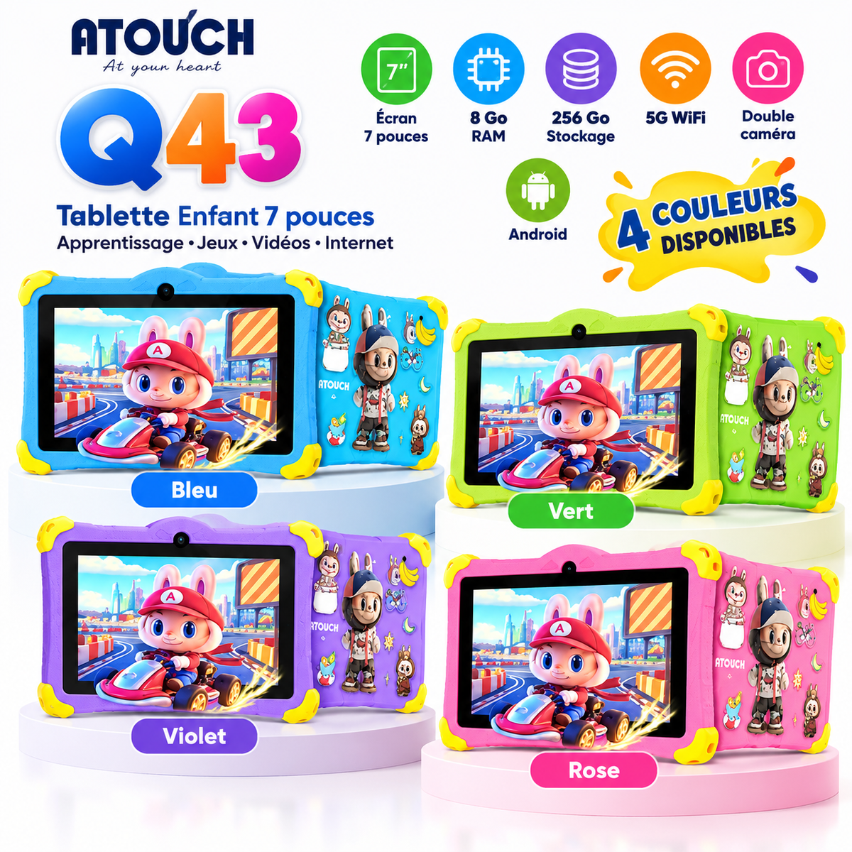 Tablette Q43 7 Pouces 5G – 8 Go RAM – 256 Go – Ecran Renforcé