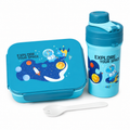 Set Lunch Box Compartimentée + Gourde Enfant Espace Bleu – 20 × 14 × 7 cm