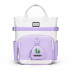 Sac à Dos Scolaire Fille Style Coréen en Toile - Mauve et Blanc – Collège et Lycée