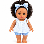 Poupée Bébé Fille Parlante 30 cm – Tenue Blanche & Bleu Clair