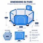Parc Bébé Happy Game Fence – Aire de Jeu Sécurisée avec Filet Respirant & Panier de Basket