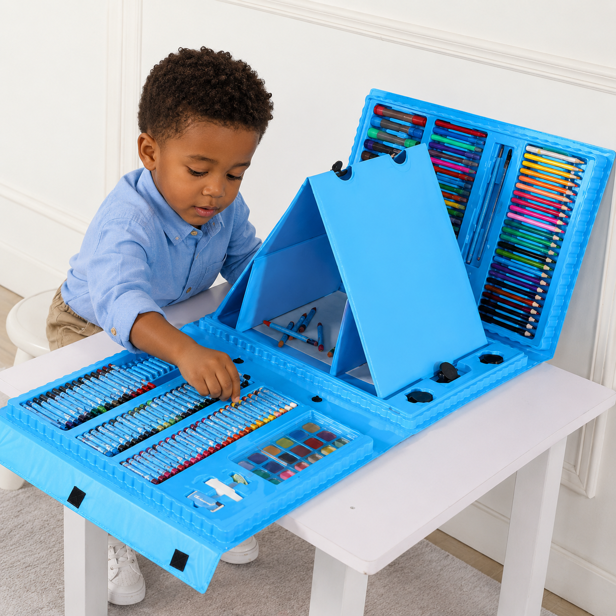 Coffret Dessin & Peinture Super Mega Art Set 208 Pièces – Kit Créatif Complet pour Enfants 3 Ans et +