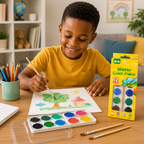 Boîte de Peinture Aquarelle M&G 12 Couleurs avec 2 Pinceaux – Kit Créatif Enfant