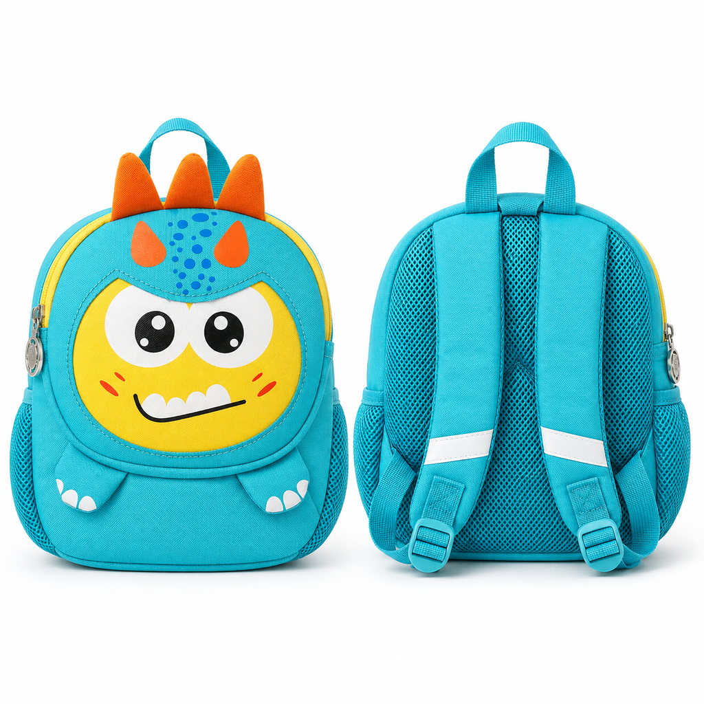 Sac à Dos Enfant Dinosaure Milai Duo - Bleu turquoise et Jaune – Maternelle – Compact, léger et mignon