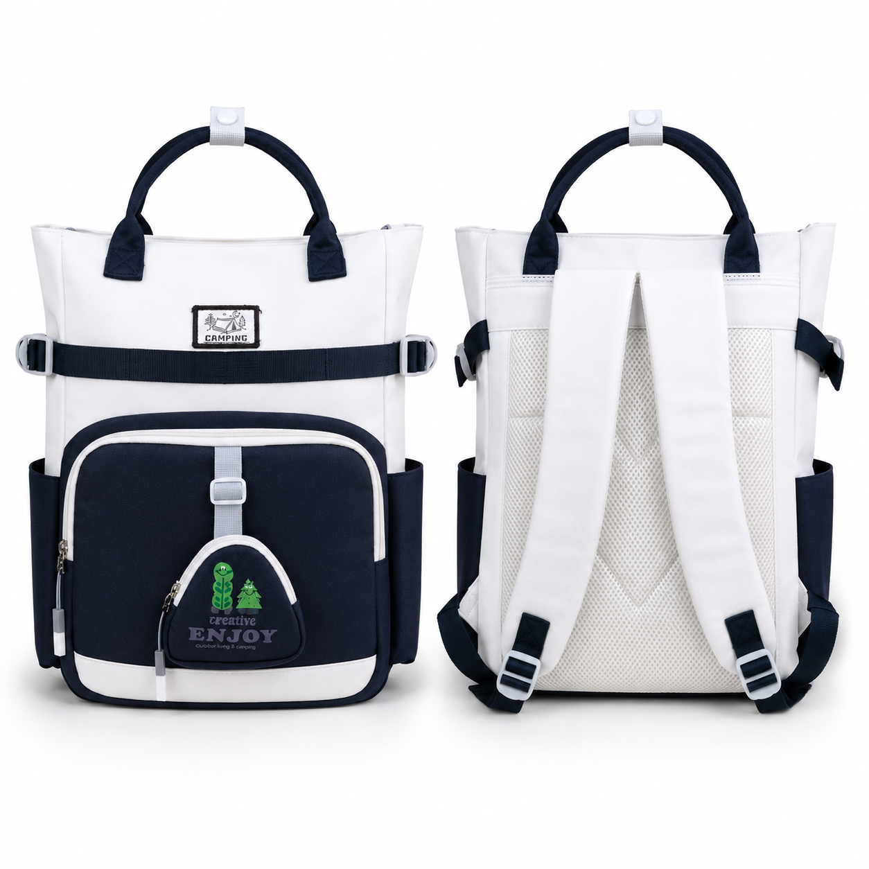 Sac à Dos Scolaire Fille Style Coréen - Bleu Blanc – Collège et Lycée