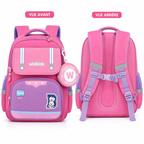 Sac à Dos Scolaire Enfant Wldkids Rose – Classes de CE & CM – Avec Trousse Ronde Amovible