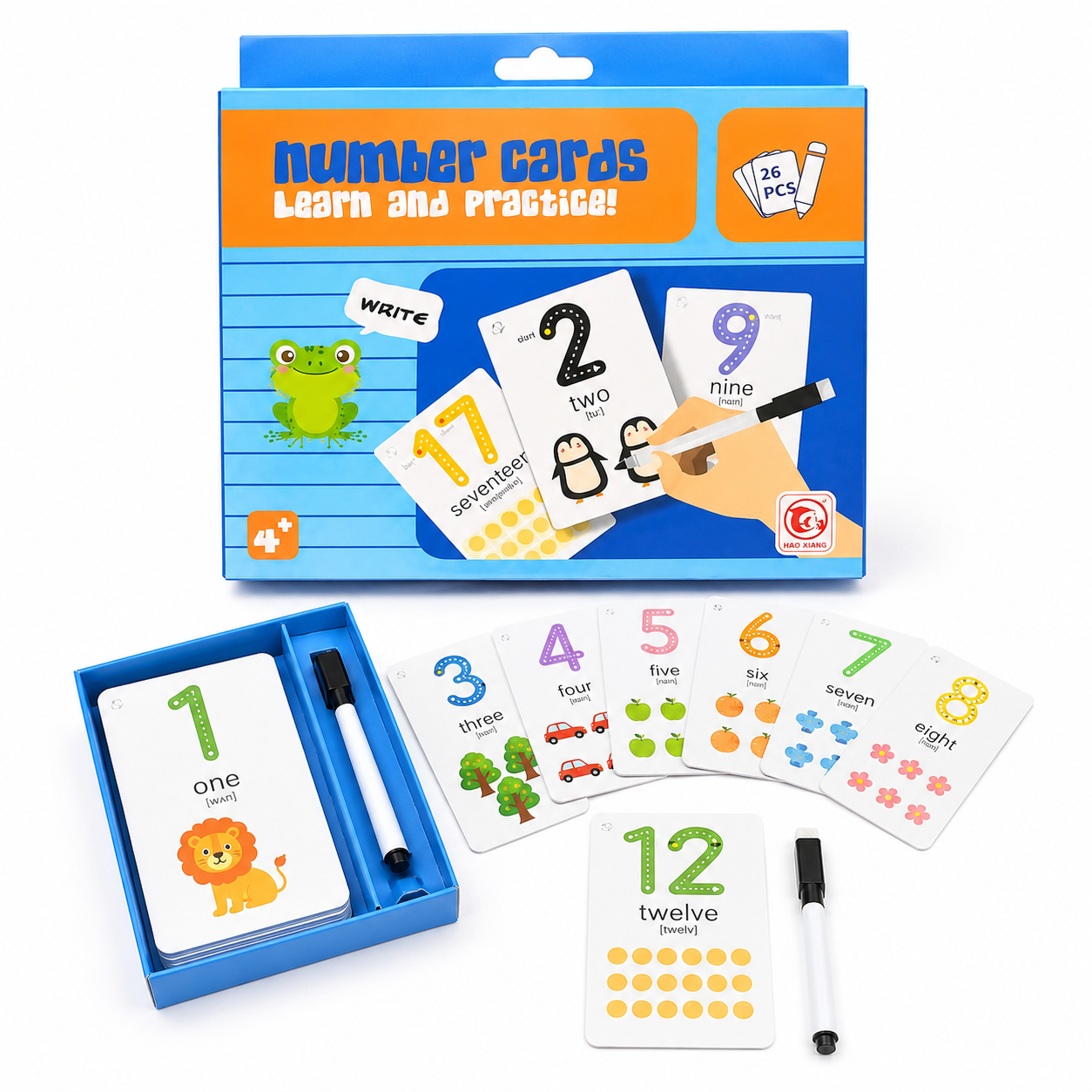Cartes Chiffres Effaçables – Apprendre à écrire les nombres – 26 pièces