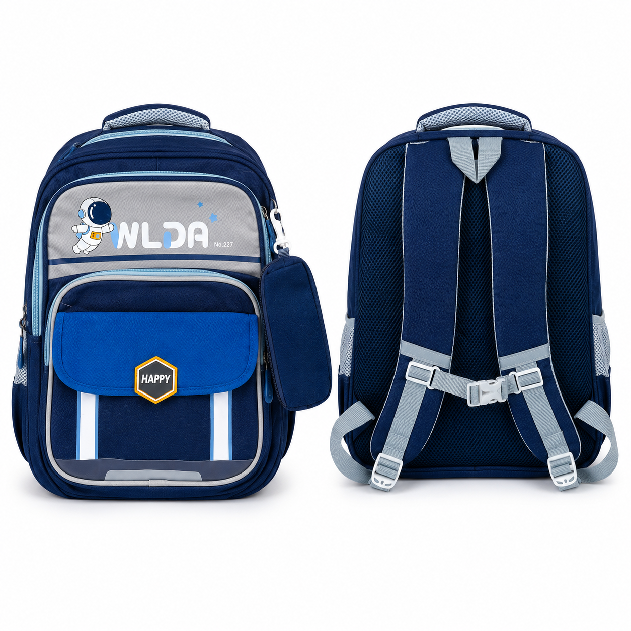 Sac à Dos Scolaire Enfant Astronaute WLDA – Grande Capacité pour Classes de CE et CM - 41 × 30 × 16 cm – Bleu