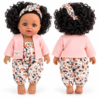 Poupée Bébé Fille Parlante 30 cm – Tenue Imprimée & Gilet Rose