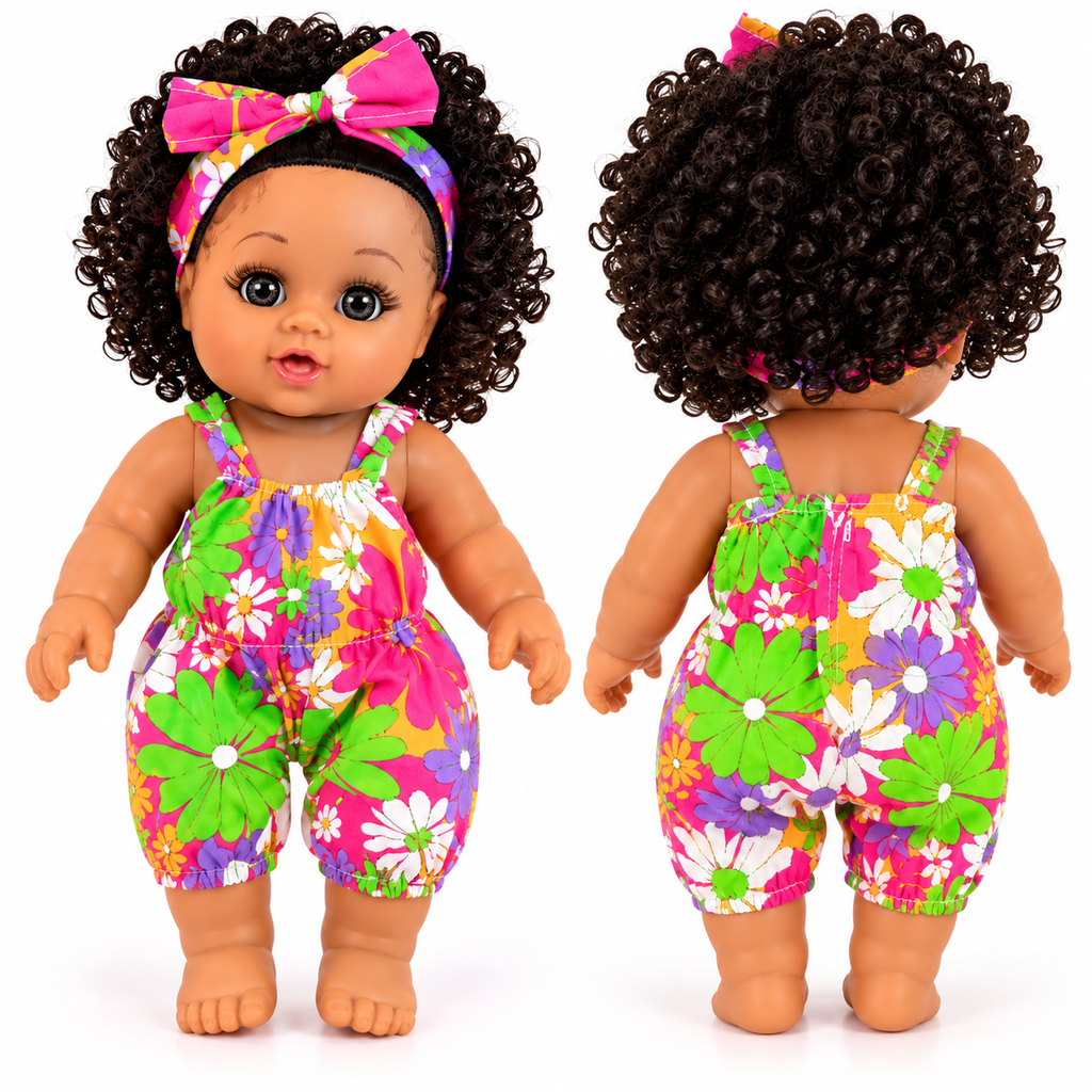 Poupée Bébé Fille Parlante 30 cm – Combinaison Fleurie Multicolore