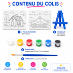 Motarro Kit Créatif Cadres à Peindre – 2 Tableaux avec Chevalets, 6 Peintures & Pinceau