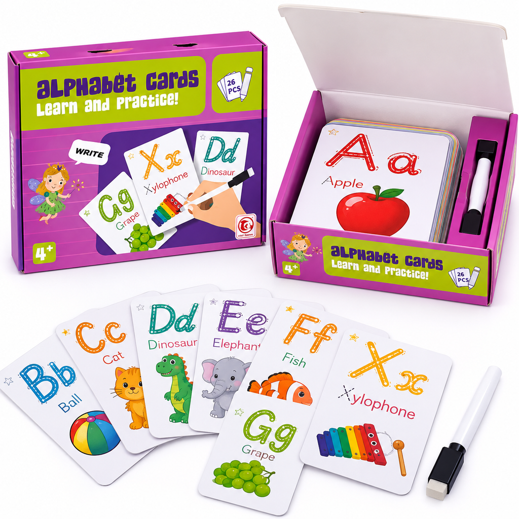 Cartes Alphabet Effaçables – Apprendre & Tracer les Lettres – 26 pièces