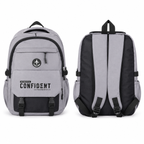 Sac à Dos Scolaire Confident Collège & Lycée - Grande Capacité 48 × 34 × 16 cm – Gris